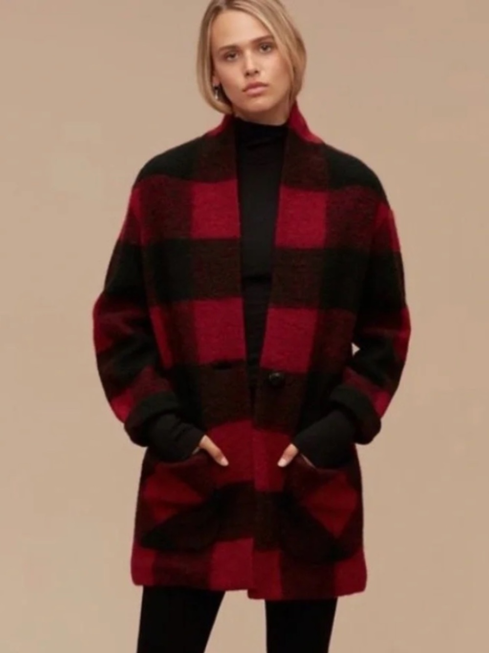 Wilfred Off-Duty Jacket in Red/Black Buffalo Check size Small
